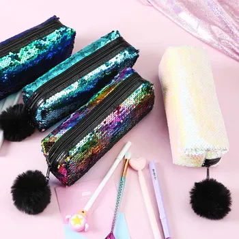 

Kawaii Pencil Case For Girls Boys School Pen Bag Mermaid Cute Shining Cosmetic Pencilcase Organizer Hairball Pouch