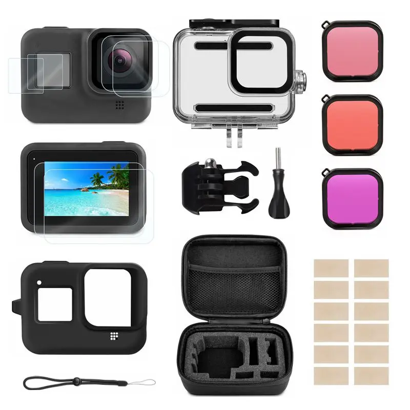 Новинка для GoPro Hero 8 Водонепроницаемый защитный чехол для дайвинга+ Hero 8 черная камера красный фильтр для дайвинга наборы для Go Pro 8 аксессуары