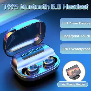 

CLAITE Mini TWS bluetooth 5.0 Earphone Quad-Core Wireless HiFi Stereo Noise Reduction Earbuds LED Display Smart Touch Headset