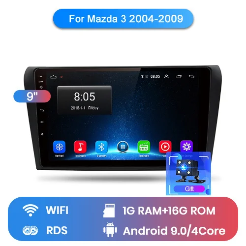 Junsun V1 2G+ 32G Android 9,0 DSP автомобильный Радио Мультимедиа Видео плеер для Mazda 3 2004-2009 мазда3 навигация gps 2 din - Цвет: WIFI (1GB 16GB)