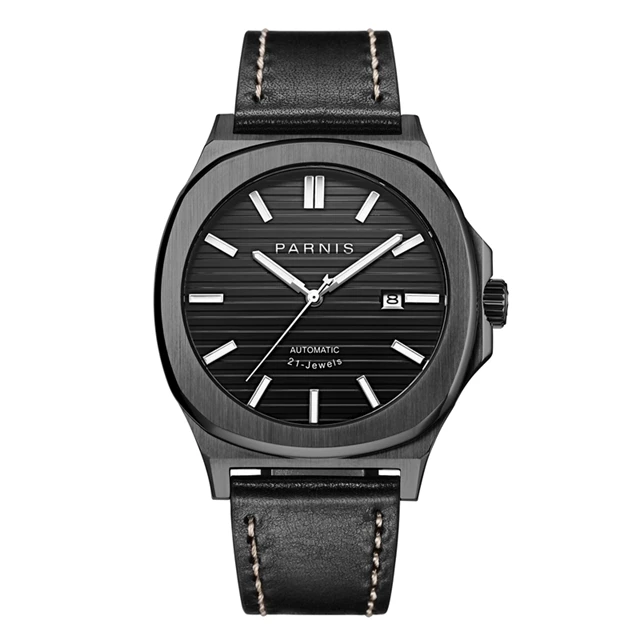Black case black Parnis механические часы с автоматическим подзаводом мужские наручные часы лучший бренд класса люкс Diver сапфировое стекло Relogio Masculino - Цвет: Black case black