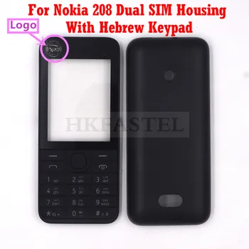 

For Nokia 208 Dual SIM Card New Mobile Phone housing Cover Case + Engilish / Russian / Hebrew Keypad