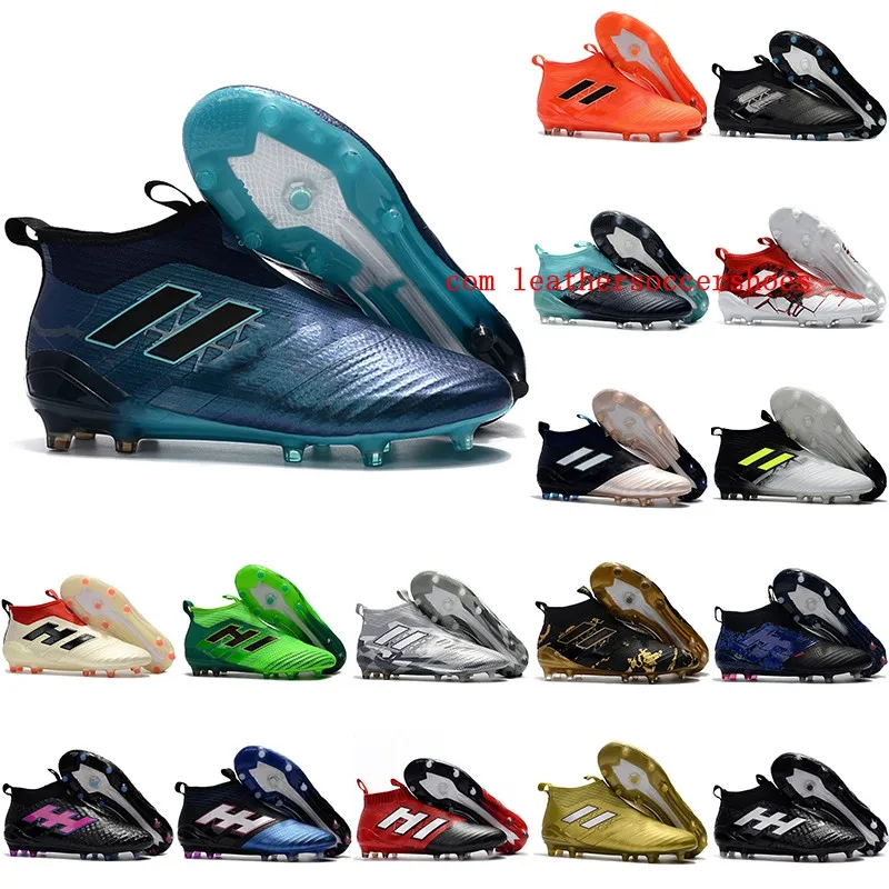 

2019 original outdoor soccer cleats ace 17 PureControl FG cheap high ankle football boots mens soccer shoes blackout Laceless