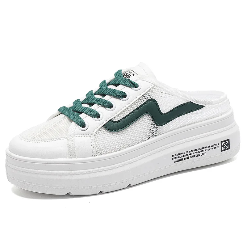 Women's Shoes 2021 Fashion Summer Leisure White Breathable Hollow Thick Soled Mountaineering Shoes Women's Flat Sports Shoes