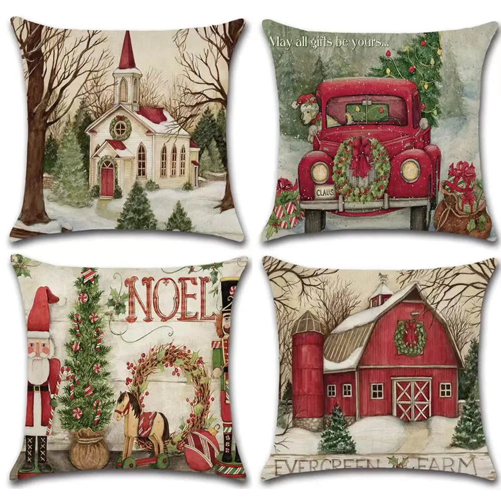 Housse de coussin de noël 45x45cm, décorations pour la maison, cadeaux du nouvel an 2022