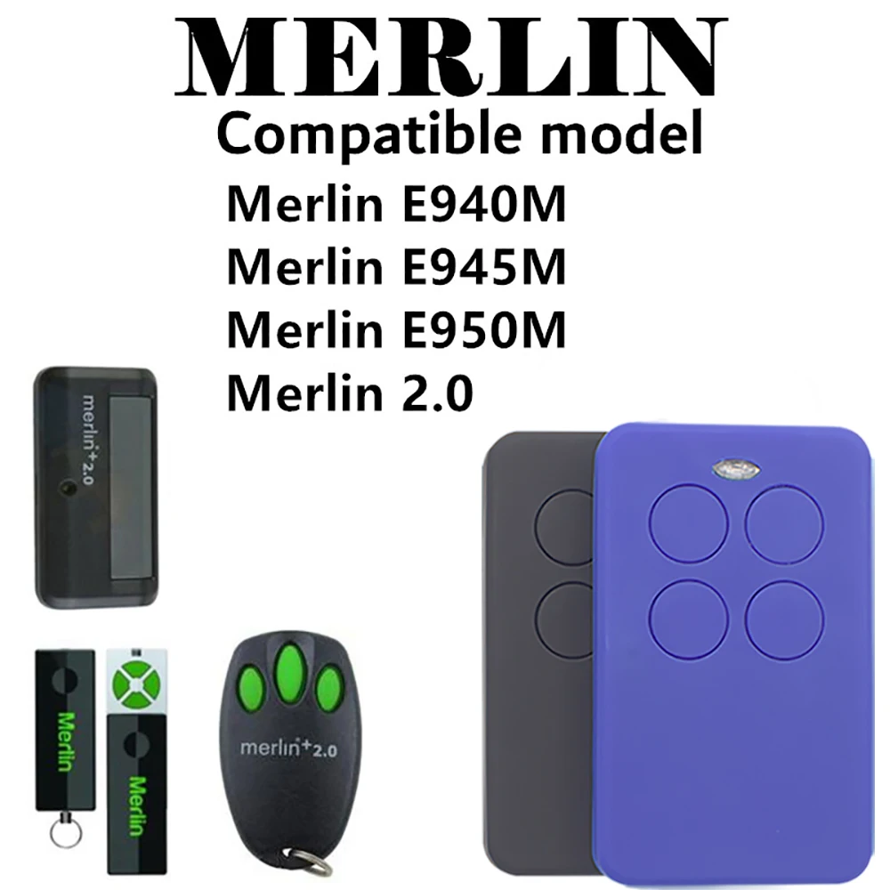 Control remoto MERLIN 2,0 E940M E945M E950M, compatible con copia de puerta de garaje MERLIN, 433mhz, 868mhz