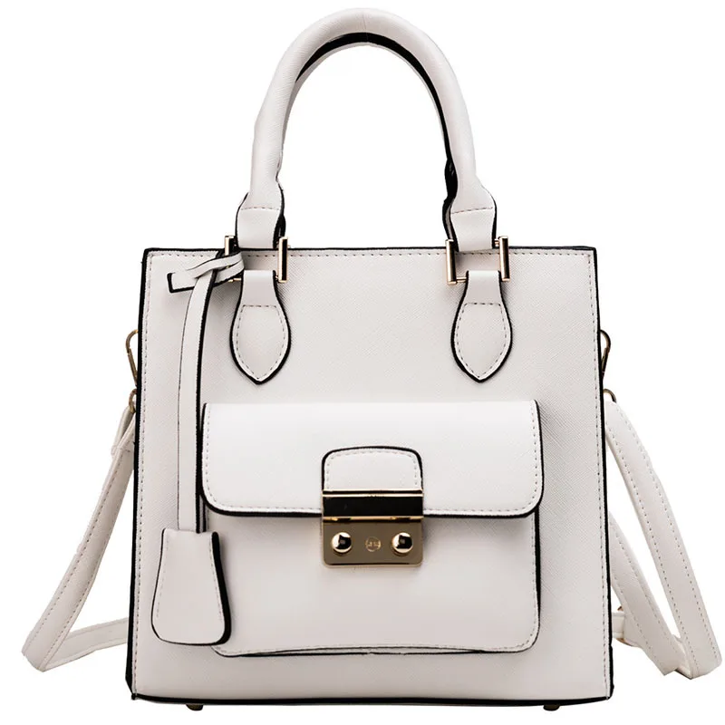 

Women's bag 2019 new high quality leather stylish handbag retro small square bag solid color casual shoulder cross bag