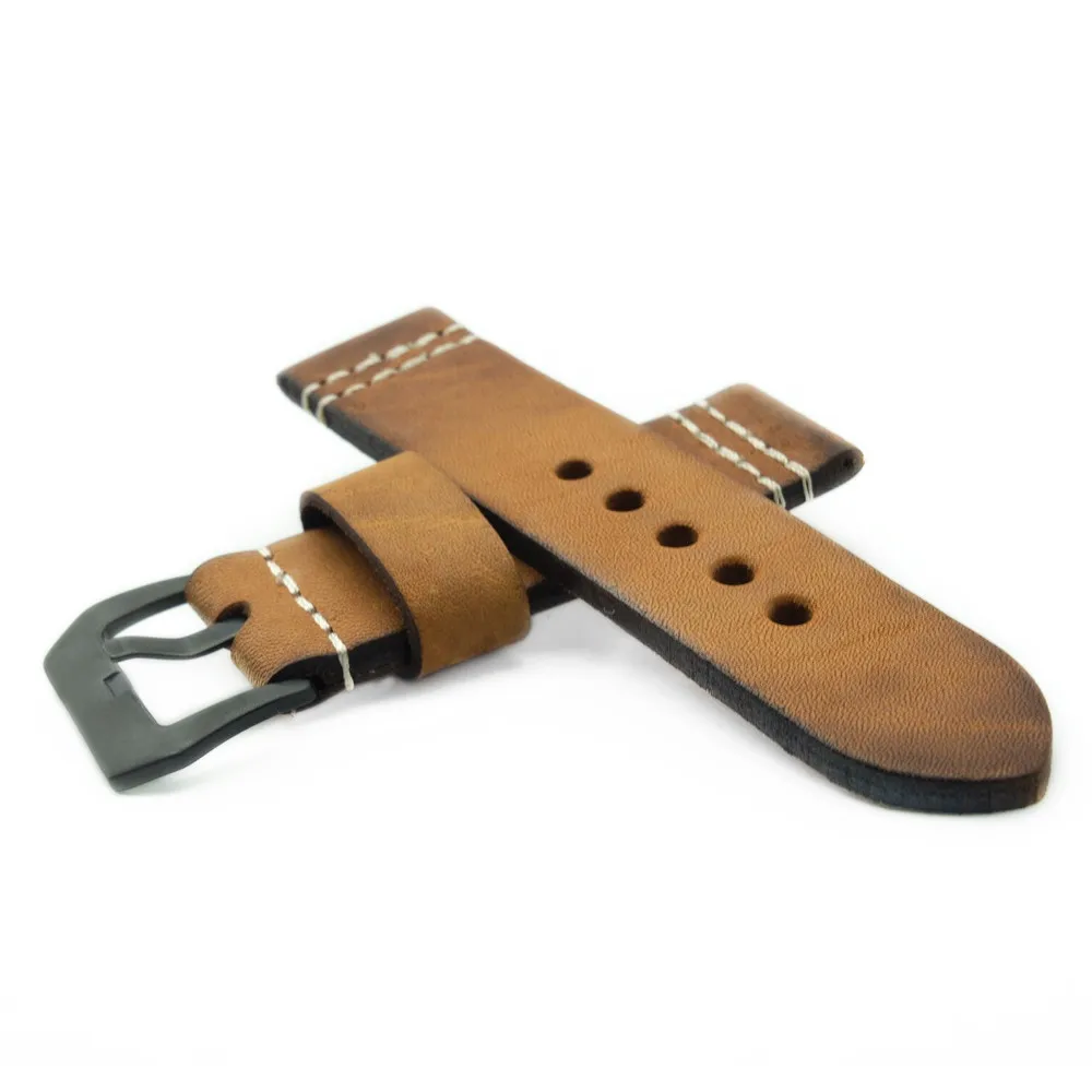 

22mm 24mm 26mm Handmade Brown Vintage Genuine Leather Watch Band Strap for pam Men Watchband Strap for PAM DIY Replace