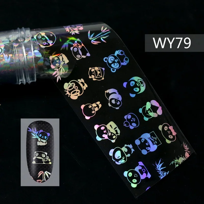 WY79 1 рулон пламени цветок письмо дизайн голографическая лазерная наклейка для ногтей смешанный узор ногтевые переводные наклейки из фольги s 28 Стиль Маникюр - Цвет: WY79
