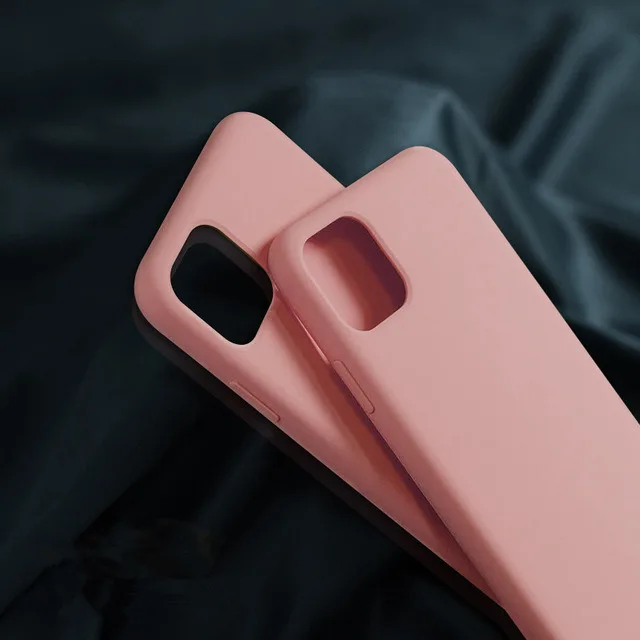 Жидкий силиконовый чехол для телефона для iPhone 11 Pro Max 6 6S 7 8 Plus X XS XR XS Max Полночь Зеленый мягкий полный защитный чехол - Цвет: Розовый