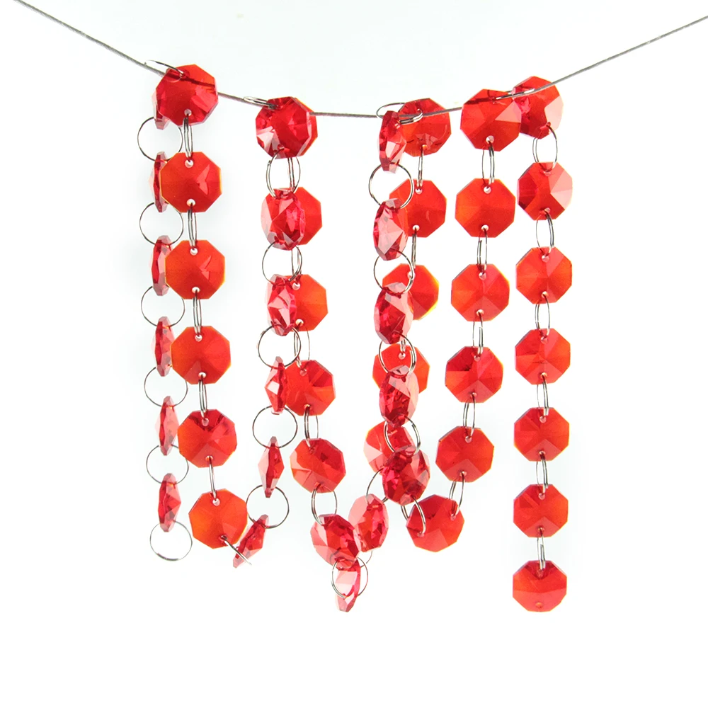 10meters/lot Red Crystal 14mm Octagon Beads Strand Chandelier Lamp Chain Wedding/X-mas Tree Decoration | Дом и сад