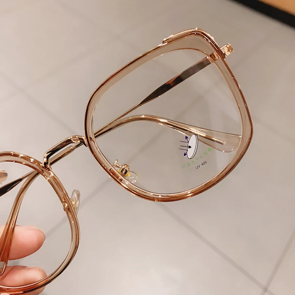 Unisex Anti-Blue Light Glasses Frame Vintage Large Square Eyeglasses Blocking Blue-Ray Oversized Spectacles Frames Men Women
