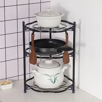 

Household Basics Pan Organizer Rack Creative Kitchen Pot Holder Flower Shape Pan Shelf Kitchen Counter And Cabinet Organizer