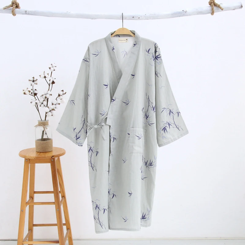 Color1 Samurai Men Japanese Pajamas Sets Cotton Kimono Yukata Jinbei Sleepwear Bathrobe Casual Home Wear Lover Couple's Clothing - Цвет: Color1