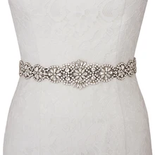 TRiXY S161 жемчуг свадебный пояс серебряные стразы свадебный пояс Лента Свадебная со стразами для свадебного платья аксессуары