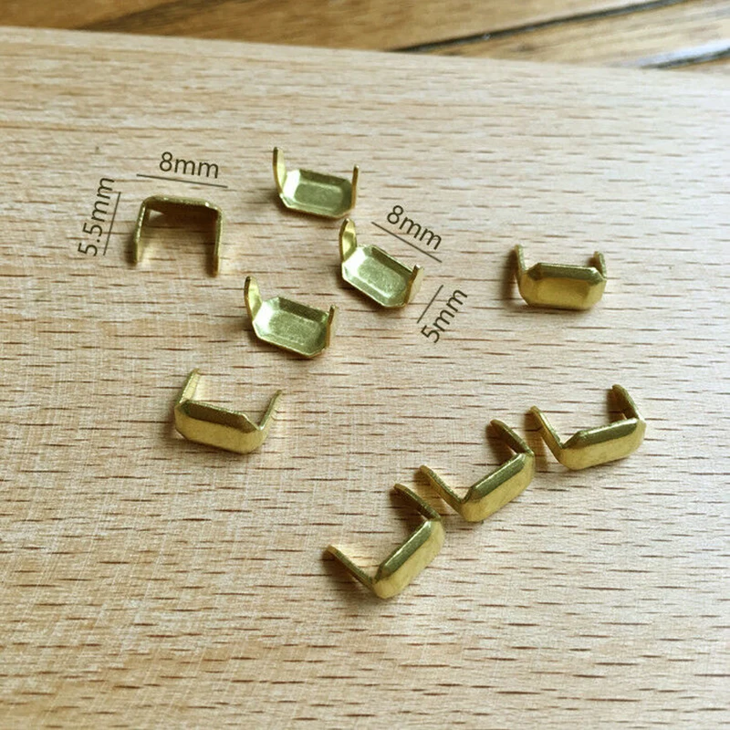 Brass Leather Staples Two Prong 20 Pcs for Belt Loops Keeper Connect Craft Fastener Hardware Accessories