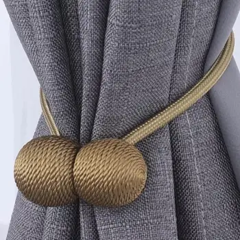 

2Pcs Magnetic Pearl Ball Curtain Tiebacks Tie Backs Clips Curtain Holdbacks Decorative Curtain Buckle Rods Accessory Access Y8T5