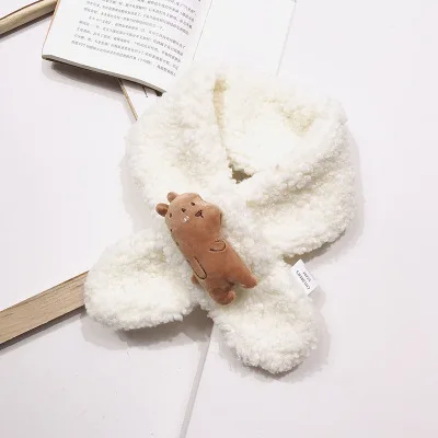 white Новинка; зимний детский Леопардовый меховой шарф с животным принтом; теплый детский шейный платок с меховым воротником для девочек - Цвет: white
