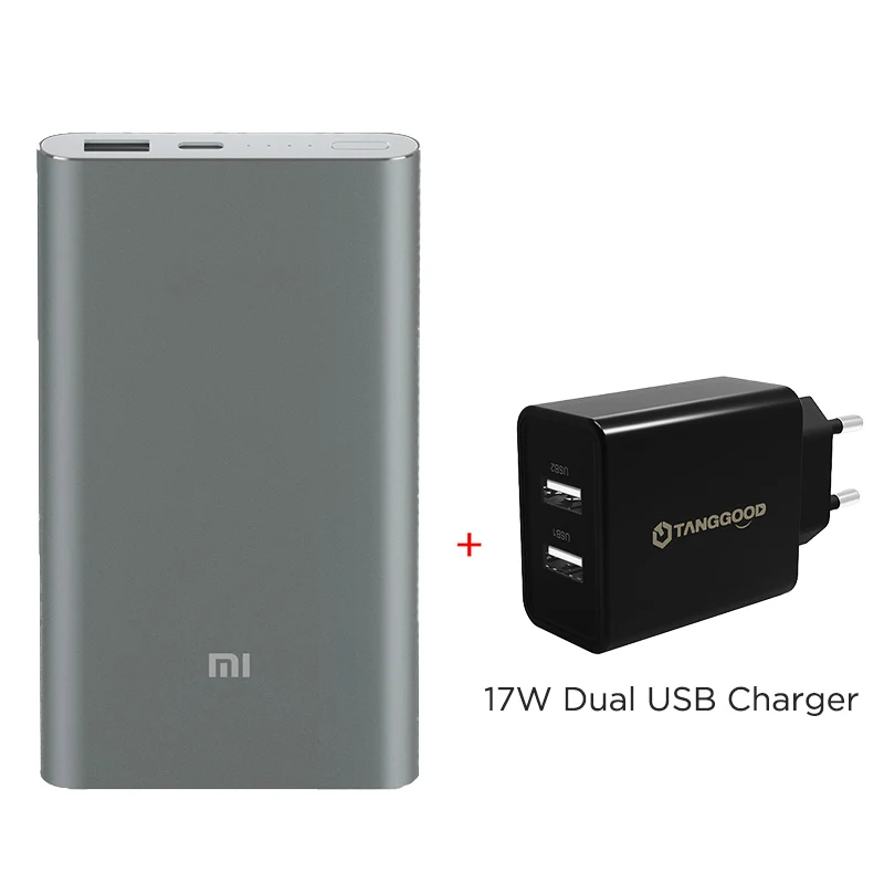 Xiao mi power Bank 10000 мАч Pro usb type C QC3.0 Быстрая зарядка mi power bank 10000 портативное зарядное устройство Внешний аккумулятор повербанк - Цвет: Add 17W USB Charger