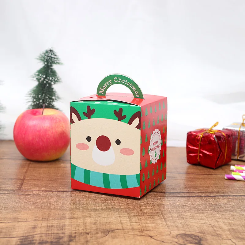 4 шт./компл. Merry Рождественская коробка для яблок сумка с изображением снеговика и рождественского Санты; Подарочная коробка Бумага Коробка Подарочная сумка Контейнер поставки с утолщённой меховой опушкой, Kerst