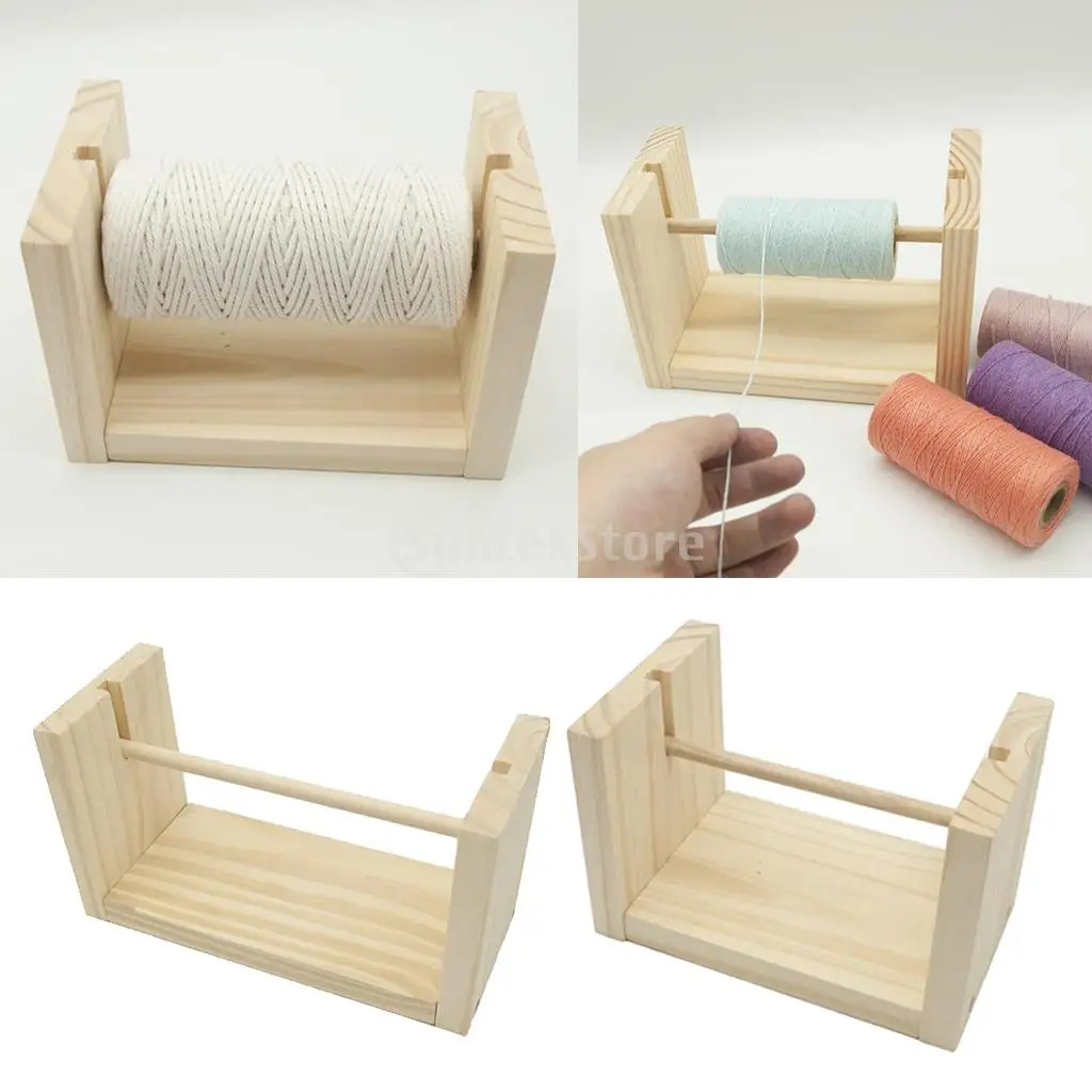 Rotational Wood Bobbins Twine Dispenser Thread Spools Rack Sewing Embroidery Ribbon Textile Yarn Storage Organizer DIY Winder