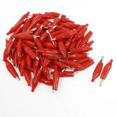 

Disposable Red Plastic Covered 35mm Metal Alligator Clips 83 Pcs