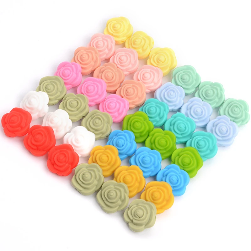 Description Picture 6 of itemLOFCA 10pcs Double face Silicone Flower Beads Baby Teether Food Grade Baby Teething Toys Accessories For Pacifier Chain