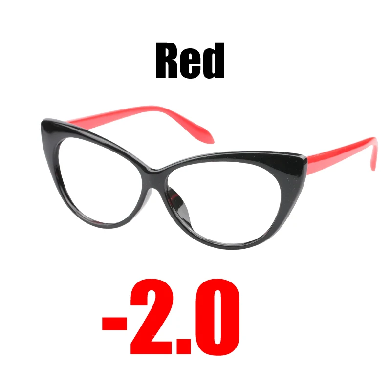 SOOLALA солнцезащитные очки "кошачий глаз" Рецептурные очки для близоруких Для женщин компьютер оправы для очков очки-0,5-0,75-1,0-1,5-2,0-2,5-3,0-3,5-4,0 - Цвет оправы: Red -2.0