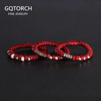 

Simple Handmade Braided Ethnic Lucky Rings For Women And Men 925 Sterling Silver Beads Setting Wax Rope Colorful Ring