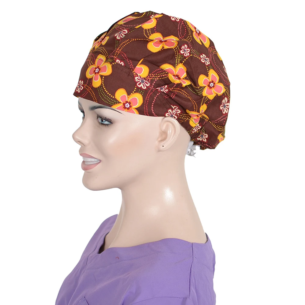Bouffant Cap 14 Цветочный узор готовка буффан Рабочая кепка медицинская Спецодежда для медсестер шапка s хлопок с Sweatband больница доктор Рабочая шляпа - Цвет: Bouffant Cap 14