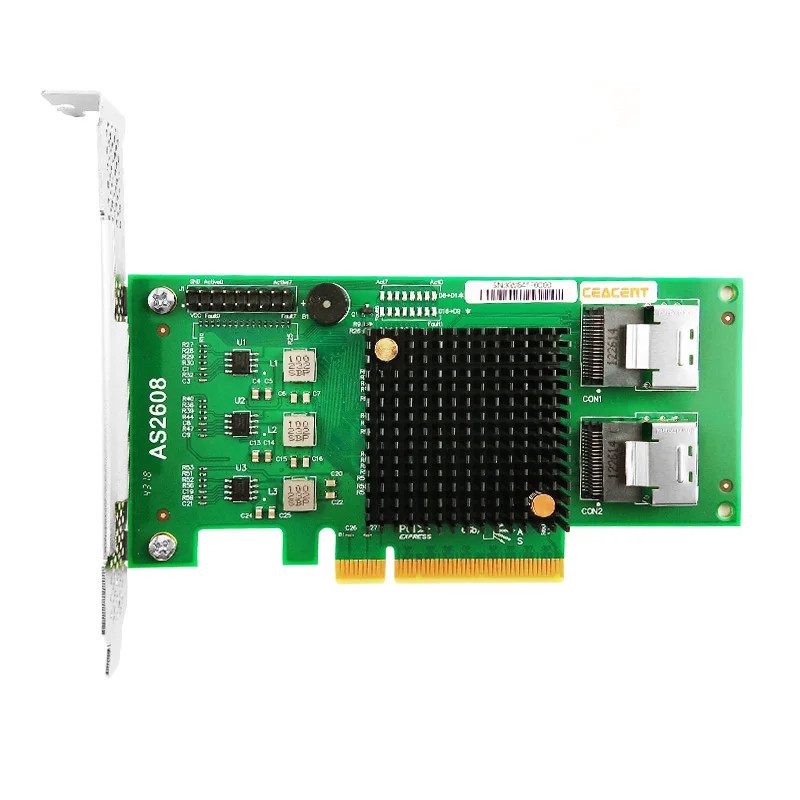 

Ceacent AS2608 6Gb/s SAS2.0 Control Card PCIe 8X chipset Marvell 88SE948X HostRaid0/1/10/5/JBOD 8port 2*SAS8087