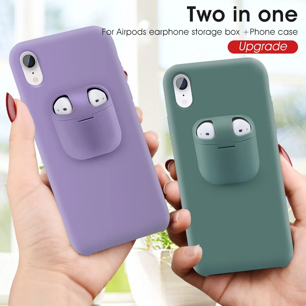 Luxury Liquid Silicone TPU Case For iPhone XR XS Max X Protective Shockproof Earphone Charging Box Bags Cover Airpods | Мобильные