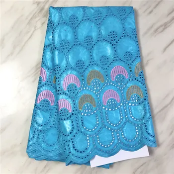 

Light blue Bazin riche fabric tissu africain cotton embroidered Bazin brode with stones african fabric 5yards