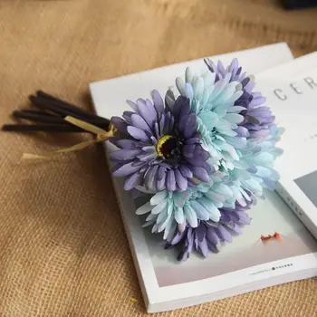 

7pcs Artificial Flowers Fake Plant Outdoor Floral Chrysanthemum Bridal Bouquet For Weddings Home Decoration Party Table