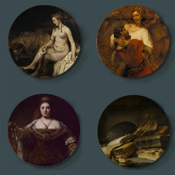 

Rembrandt Painting Decorative Plates Netherlands Ceramic Home Artistic Dish Hotel Background Display Plate Hanging plate