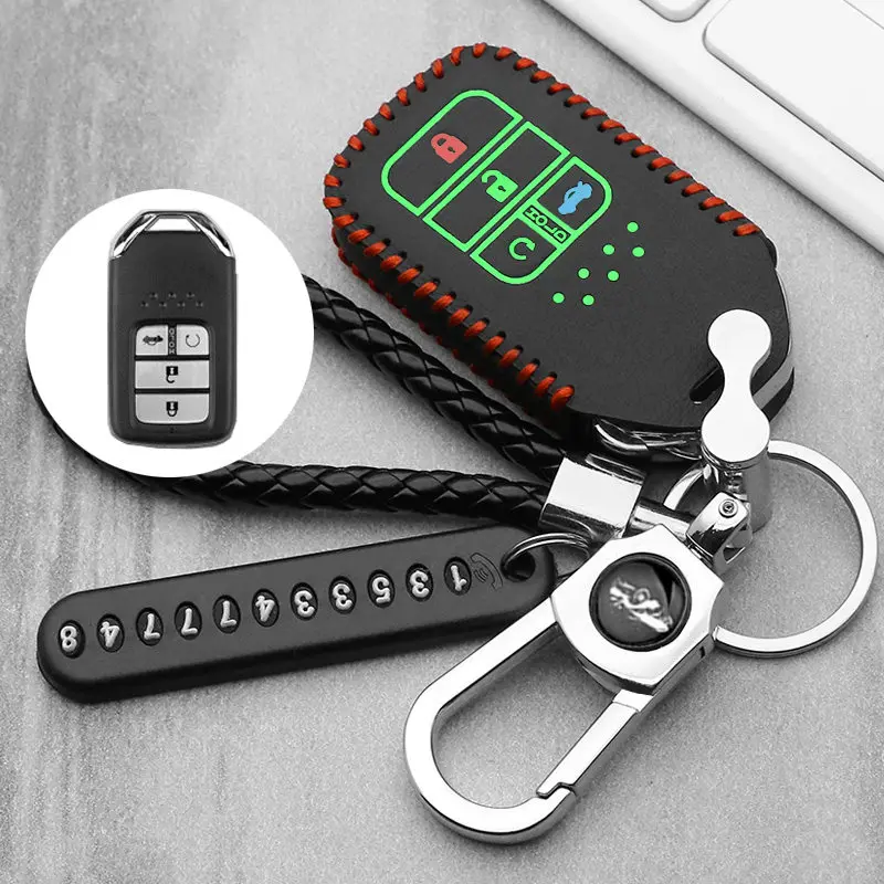 

Luminous car remote key fob cover case holder protect for Honda 2016 2017 CRV Pilot Accord Civic Fit Freed keyless entry