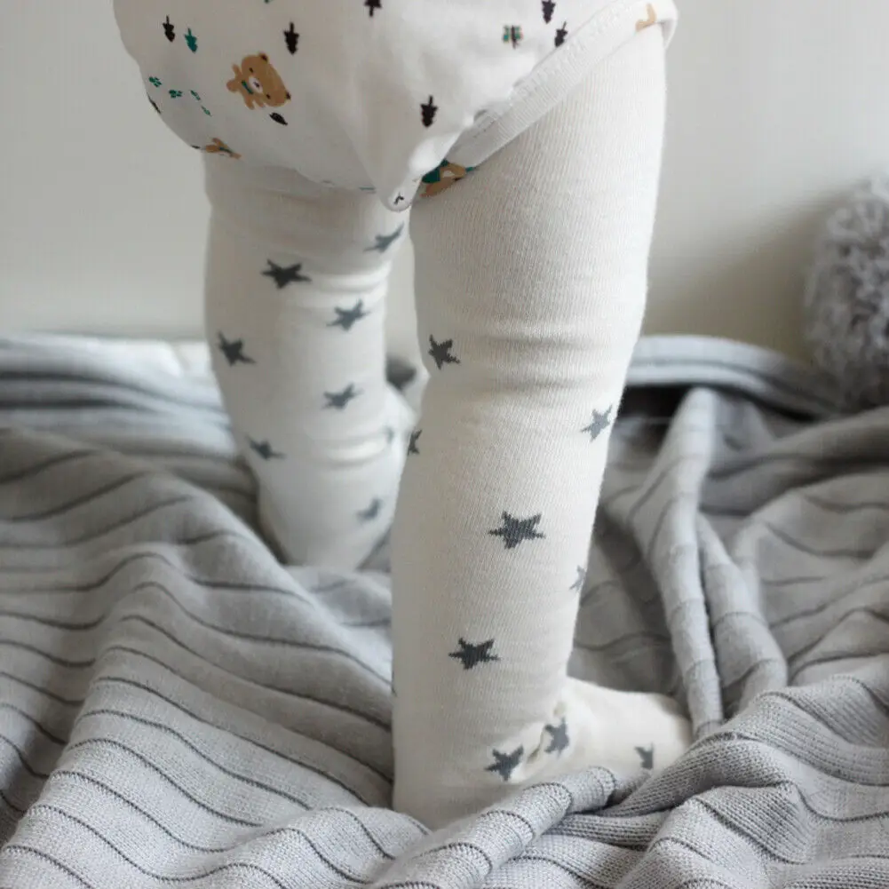 1-6Y Autumn Winter Newborn Toddlers Kids Baby Girls Leggings Star Print Cotton Tights Thin Pantyhose Stockings - Цвет: Белый