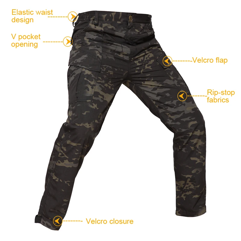 Городские повседневные брюки карго Ripstop уличные военные тренировочные брюки мужские Мультикам и черные(SKU051350