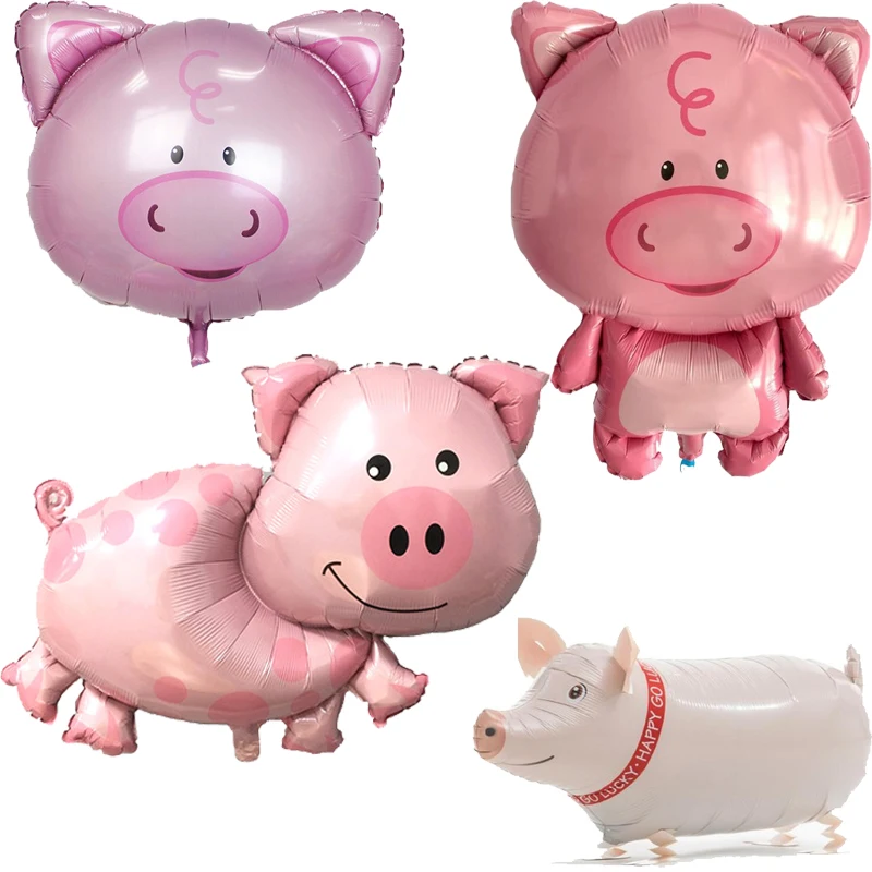 1 шт. воздушные шары из фольги, большая голова свиньи, форма джунглей, милые розовые животные, вечерние декоративный шар, фото реквизит для праздника, дня рождения, свадьбы