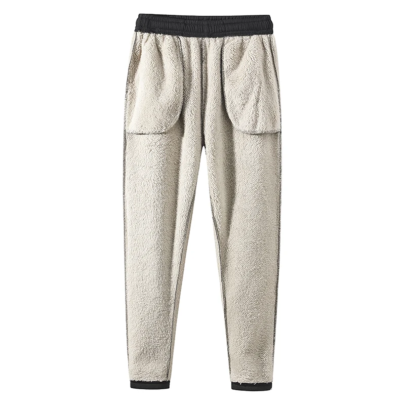 Mens Athletic Pants Fleece Lined Thick Trousers Casual Loose Warm Joggers Winter Elastic Waist Sweatpants