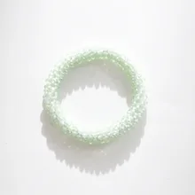  Fashion Girl Hair Accessories For Women Solid Color Temperament Beads Elastic Hair Bands Bling Silver Beads Scrunchies Hair Gum 