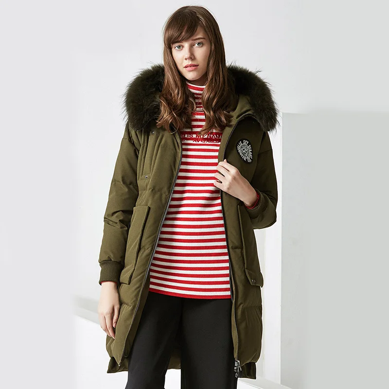 BOSIDENG длинный пуховик для женщин зимний толстый свободная Водонепроницаемая