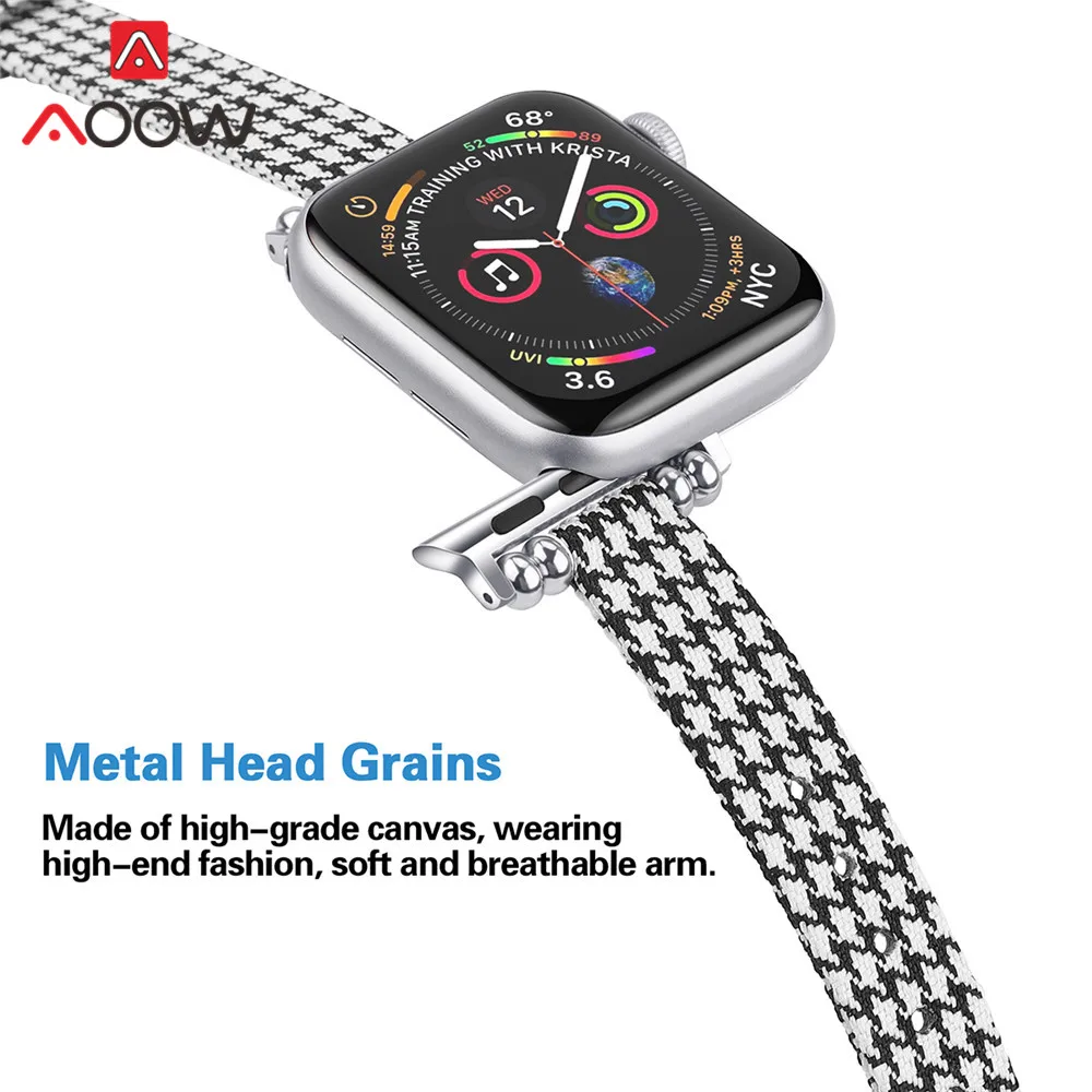 Тканый нейлоновый холщовый ремешок для часов Apple Watch Series 3 2 1 38 мм 42 мм женский ювелирный ремень браслет для iwatch 5 4 40 мм 44 мм