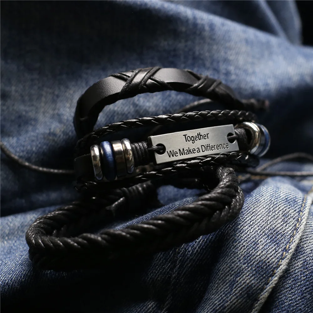 Leather Bracelets 3 Pcs/Set Men Bangles For Women Wood Beads Feather TRUST IN GOD Cross Charm Homme Gift Jewelry Freely Shipping bracelet jewelry