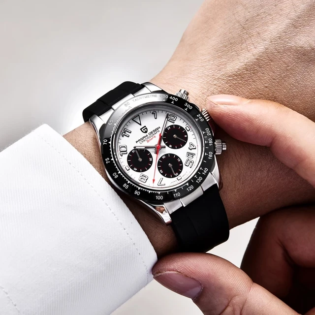 PAGANI DESIGN New Men Quartz Wristwatches Luxury Ceramic Bezel Chronograph Stopwatch Waterproof Stainless Steel Watch For Men 4