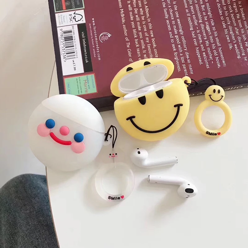 

New Korea popular smiley face snowman soft silicon Wireless Earphone Charging Box Cover Bag for Apple AirPods 1 2 Bluetooth case