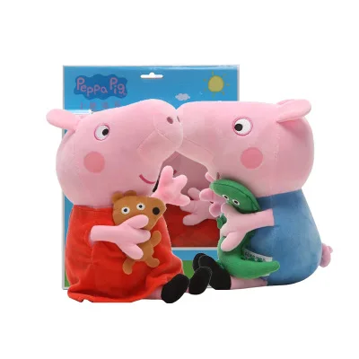 Peppa pig оригинальные аутентичные свиньи Пегги семья четыре Плюшевые игрушки 16 \ 30 см Плюшевые игрушки семья загружена Лучшие дети подарок Рождественский подарок