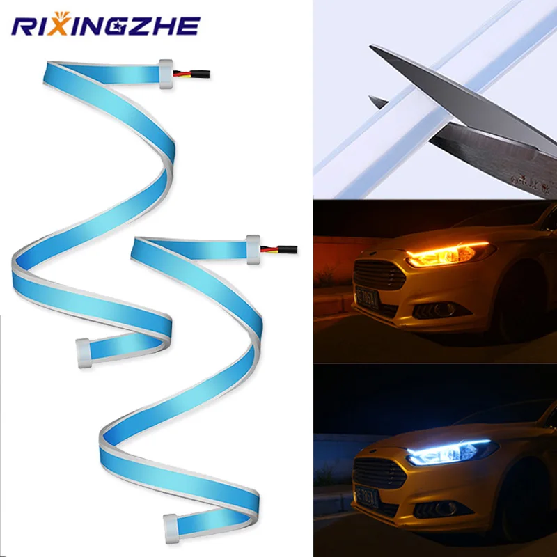 DRL COB Car-Driving-Lamp Running-Light Daytime Turn-Signal Universal Led Flexible Waterproof