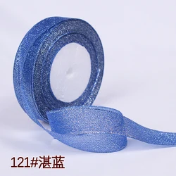 Metallic Glitter Ribbon - 25 Yards of Gold & Silver Sparkle for Crafts, Sewing, and Gift Wrapping (Royal blue)