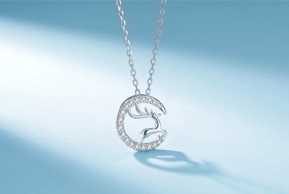 

Pure color s925 necklace female sterling silver elk clavicle necklace fashion niche design sense deer chain sports and leisure
